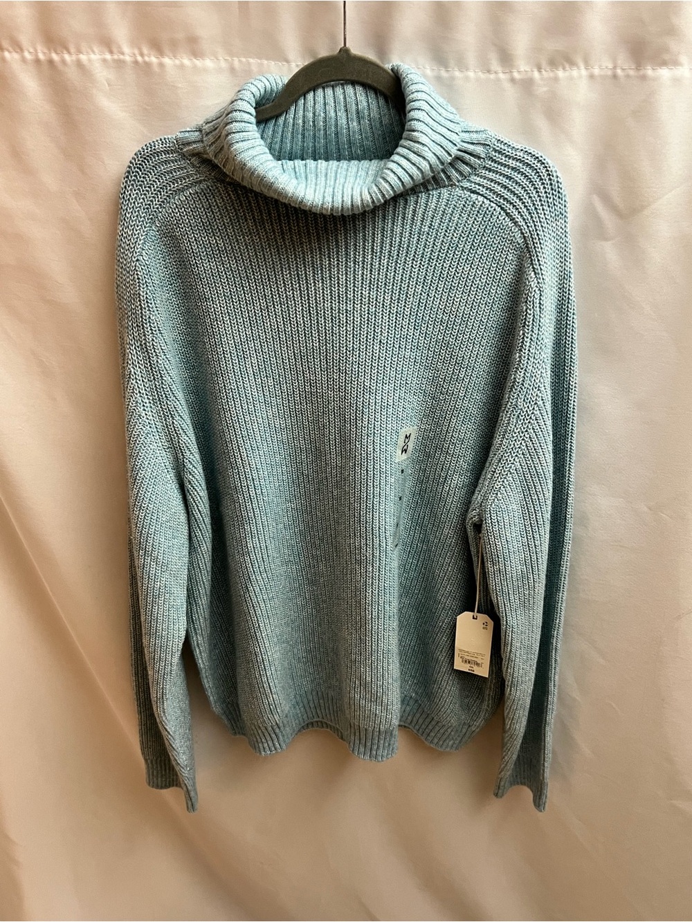 Mutual Weave Women’s XXL Blue Frost Heather Chunky Knit Turtleneck Sweater NWT